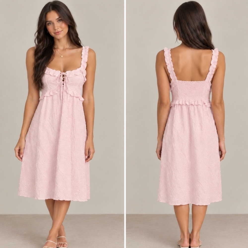 ❤️ CUPSHE Pink Sleeveless Dress with Bow Detail